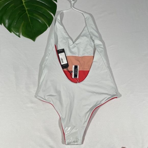 NWT Tavik [ Small ] Chase Deep-V Colorblock One Piece Swimsuit in Hibiscus‎ - Picture 10 of 12